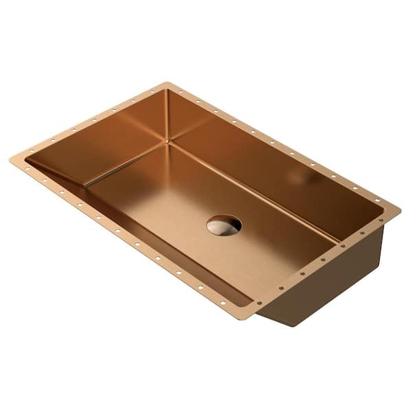 CCU400 23-5/8 in. Stainless Steel Undermount Bathroom Sink in Brown Brushed Copper