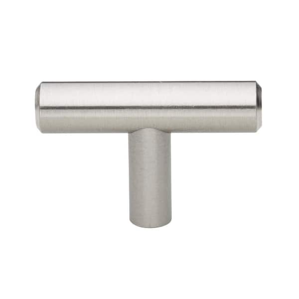 GlideRite 2 in. Solid Steel, Stainless Steel Finish T-Bar Handle Knobs (10-Pack)