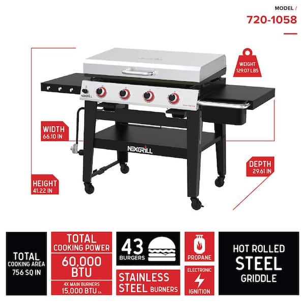 Nexgrill Daytona™ 4-Burner Flat Top Griddle Grill in Stainless Steel