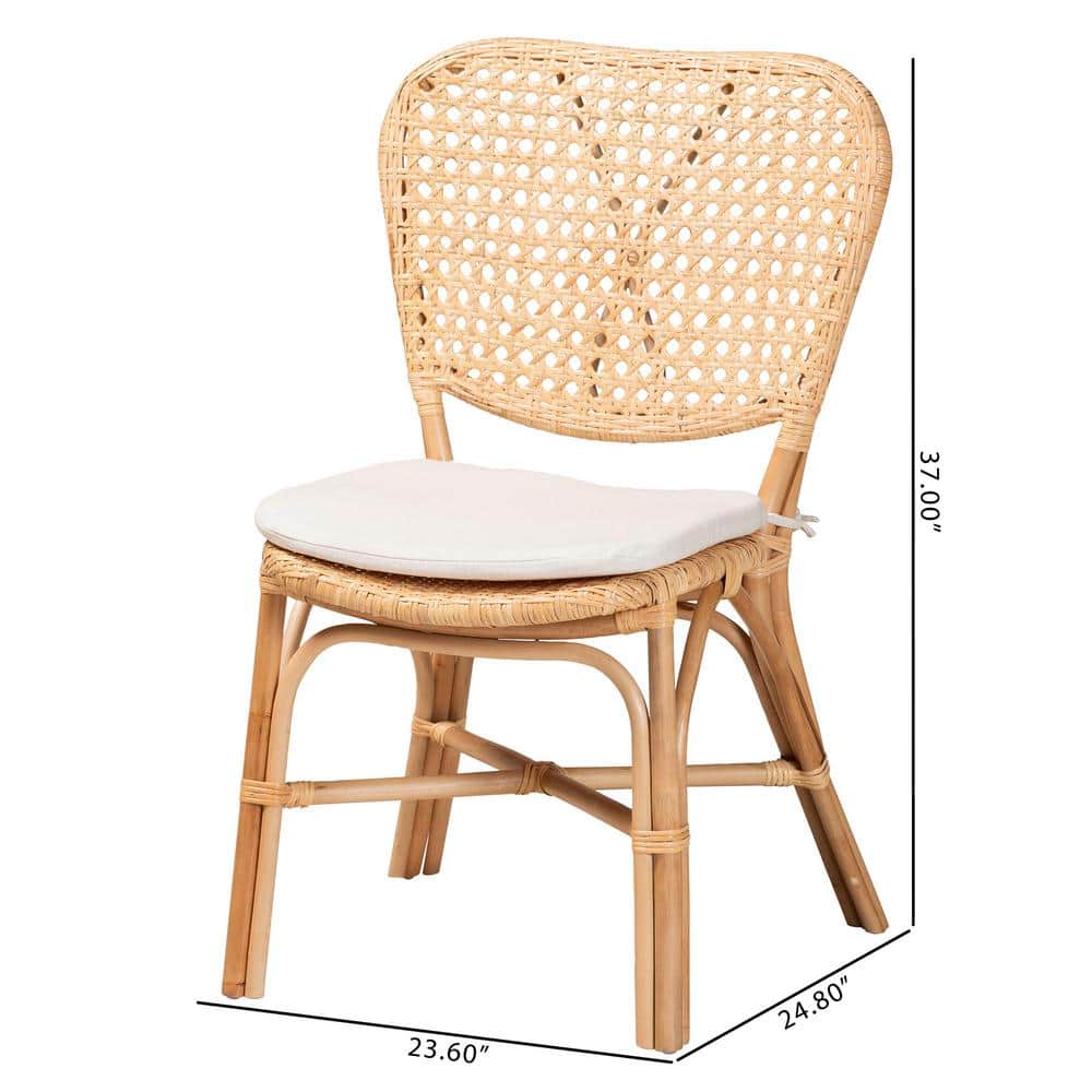 Natural Brown Rattan Cane Dining Chair with X-Base