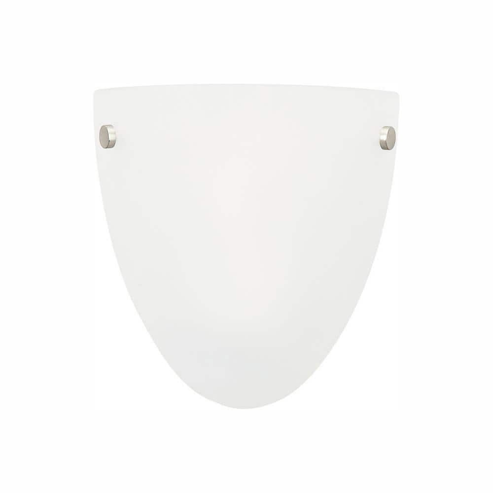 Metropolis Brushed Nickel 1-Light LED Bathroom Sconce with Satin Etched Glass