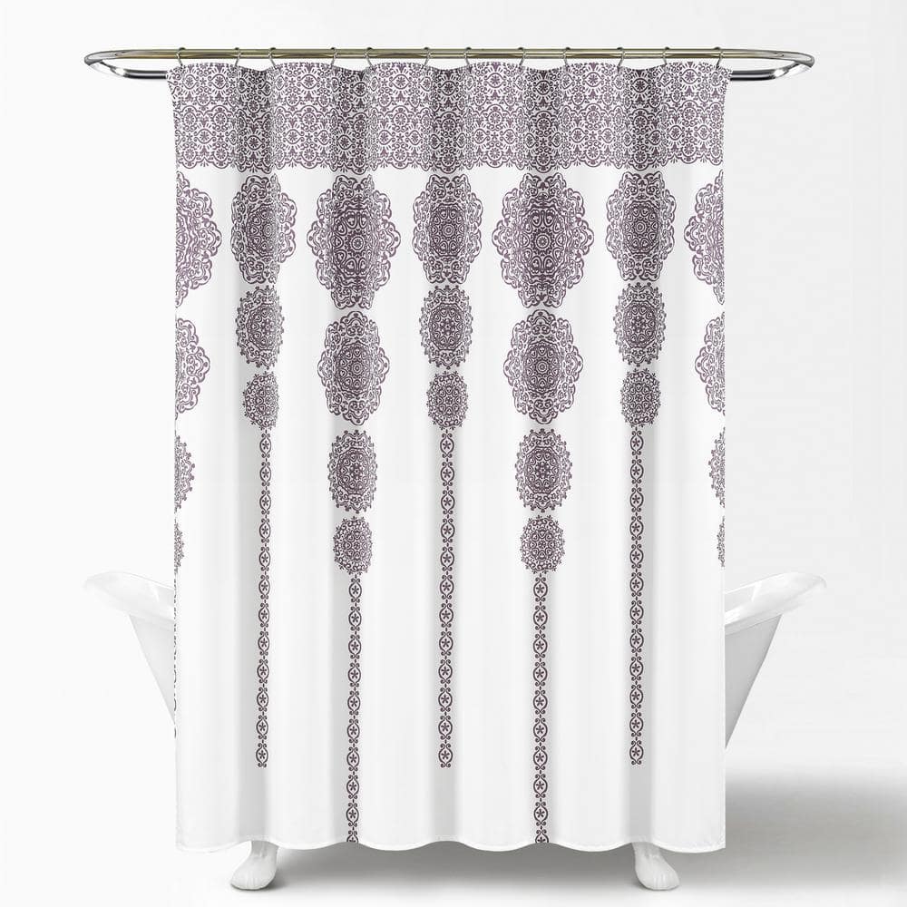 72 in. x 72 in. Stripe Medallion Shower Curtain Purple Single price history on PriceWatchPro