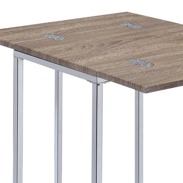 Acme Furniture Weathered Oak and Chrome Denson Side Table 81849