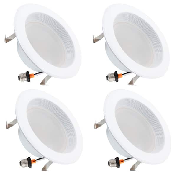 Maxxima 4 in. Round 4000K Neutral White New Construction Non-IC Rated Recessed Integrated LED Kit (4-Pack)