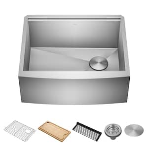 Kore 16 Gauge Stainless Steel 24" Single Bowl Farmhouse Apron Kitchen Sink with Accessories