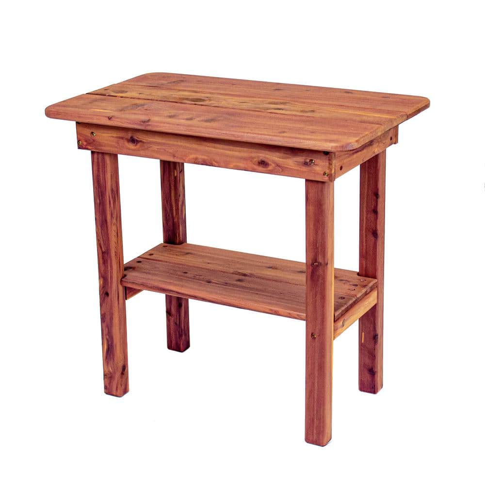 Medium Brown Cedar Rectangular Outdoor End Table