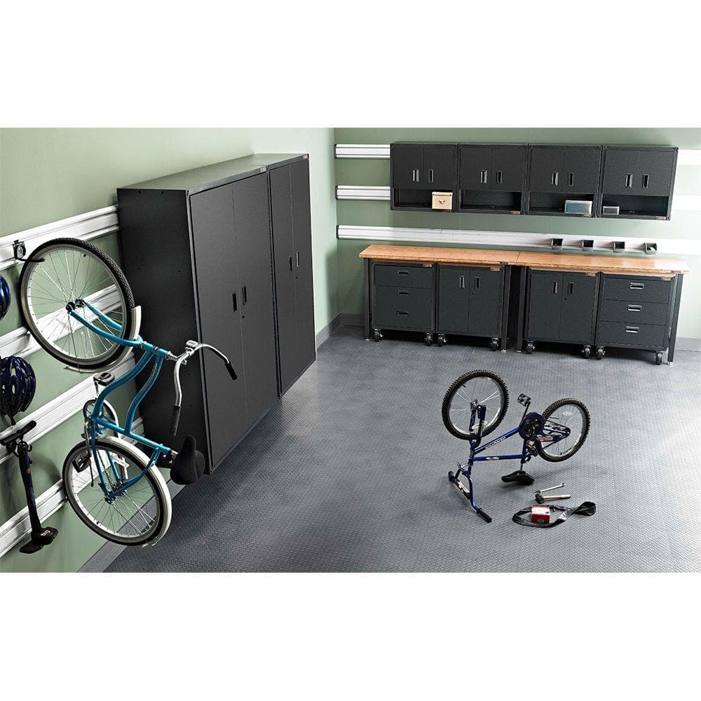Freestanding Lockable White Storage Cabinet with Adjustable Shelving