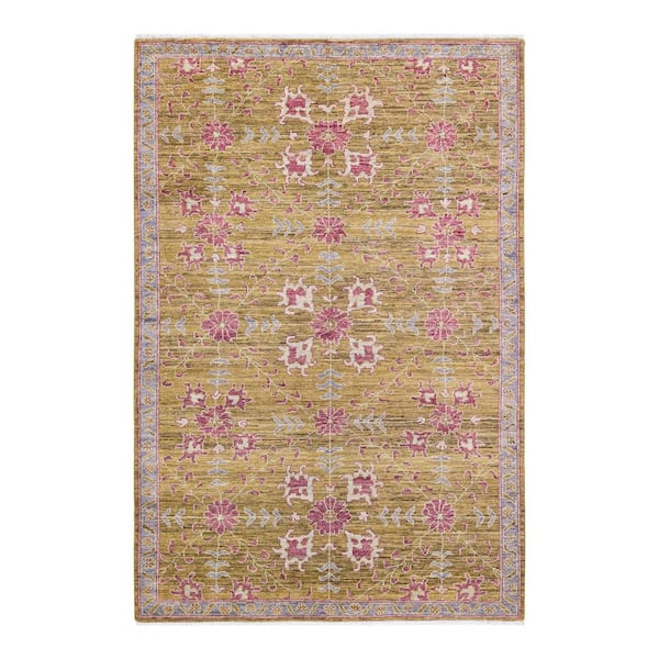 Solo Rugs Oushak One-of-a-Kind Traditional Green 5 ft. 3 in. x 8 ft. 0 in. Floral Area Rug
