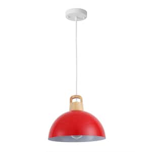 Joylin 1-Light Red Shaded Single Dome Pendant Light with Metal Shade, No Bulbs Included