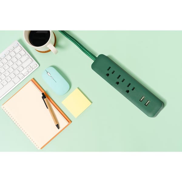 PRIVATE BRAND UNBRANDED - 3 ft. 3-Outlet 2-USB Surge Protector (2-Pack)