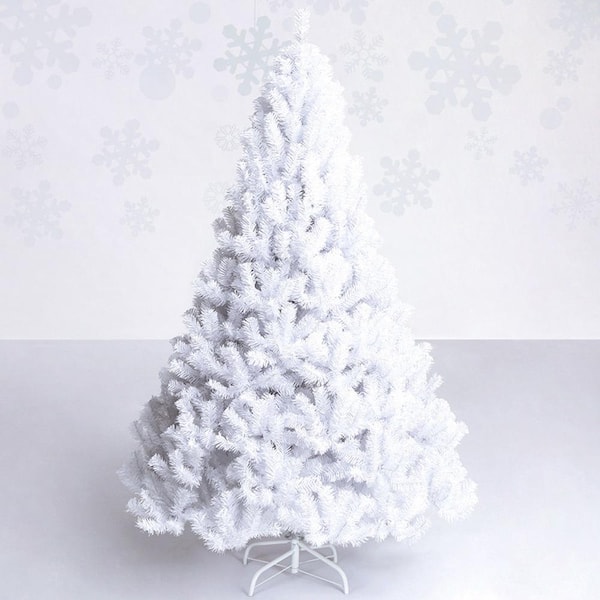 Costway 5 ft./6 ft./7 ft./8 ft. White PVC Artificial Christmas Tree with Stand White