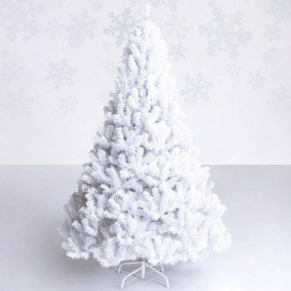 Costway - 6Ft Artificial PVC Christmas Tree Stand Indoor Outdoor White - White