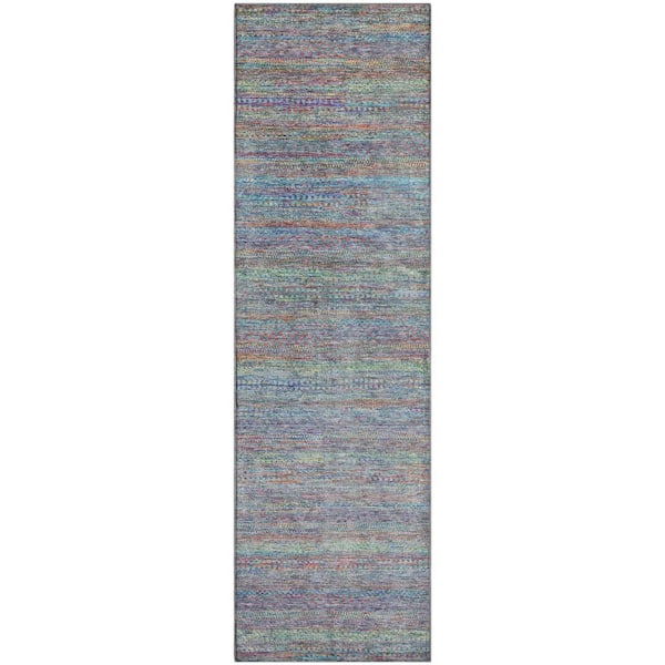 Mayfield Premium Machine Washable Abstract AMF2148 Blue 2 ft. x 7 ft. Runner Rug