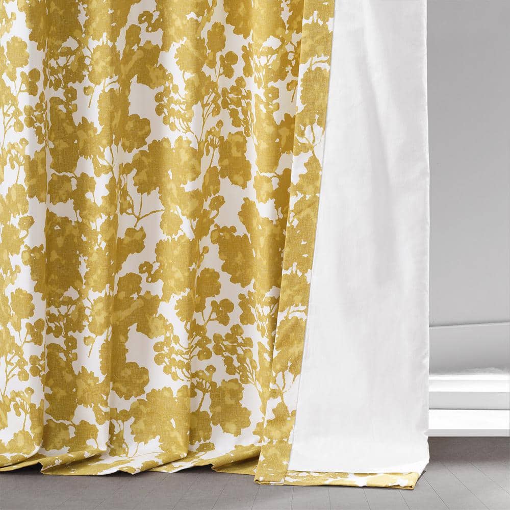 Fleur Gold 108" Cotton Room-Darkening Curtain Panel