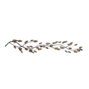 11 in. x  61 in. Metal Brown Leaf Wall Decor