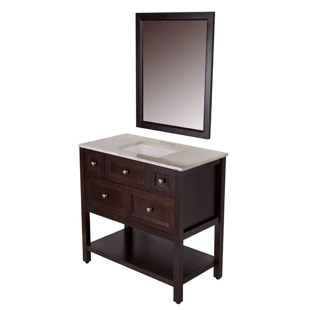 Glacier Bay Ashland 36-1/2 In. W Vanity In Chocolate With Stone Effects ...