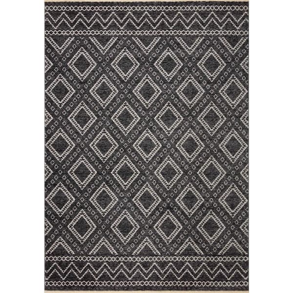 Loloi Vance Black/Ivory 2 ft. 7 in. x 10 ft. Diamond Border Runner Area Rug