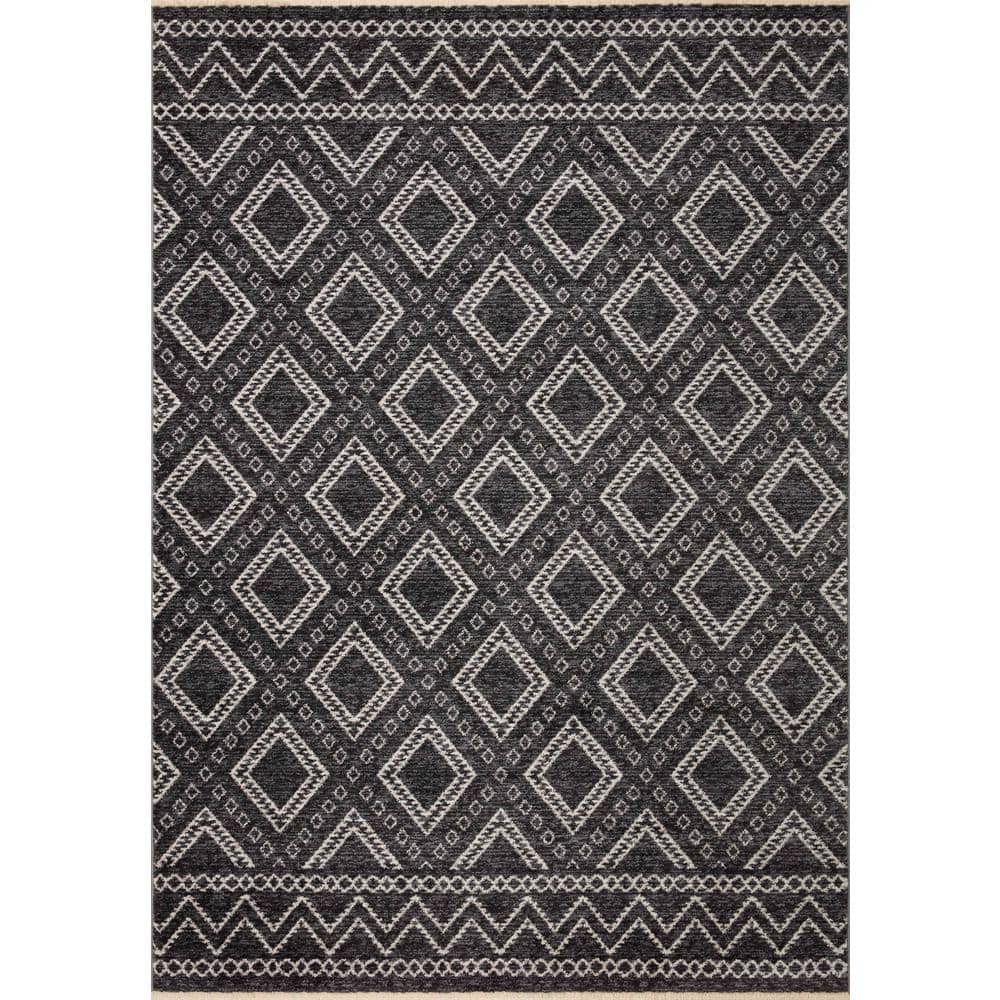Vance Charcoal and Dove Geometric Synthetic Square Rug Sample