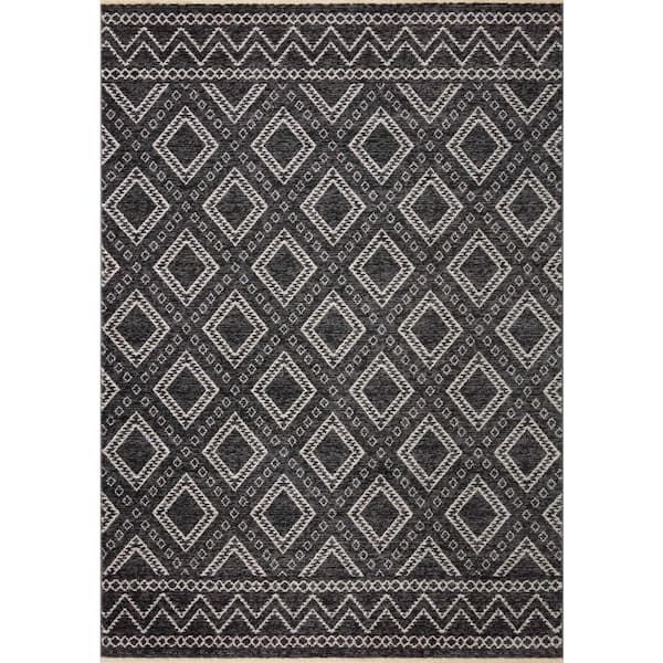 LOLOI II Vance Black/Ivory 2 ft. 7 in. x 10 ft. Diamond Border Runner Area Rug