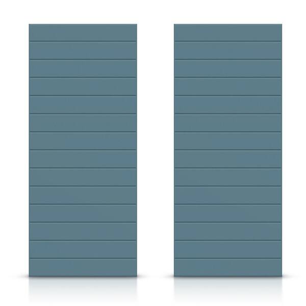 CALHOME 84 in. x 84 in. Hollow Core Dignity Blue Stained Composite MDF Interior Double Closet Sliding Doors