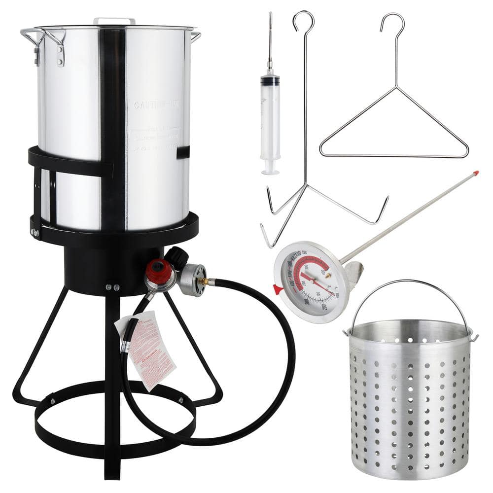 Karl home 30 qt. Aluminum Turkey Fryer with Fryer Boiler Steamer Set