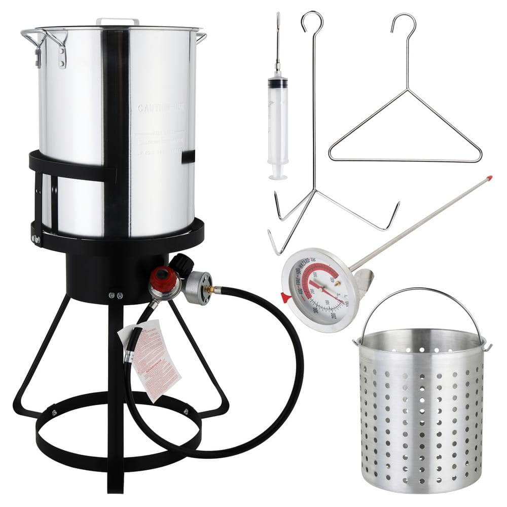 Winado 30 qt. Aluminum Turkey Fryer with Fryer Boiler Steamer Set