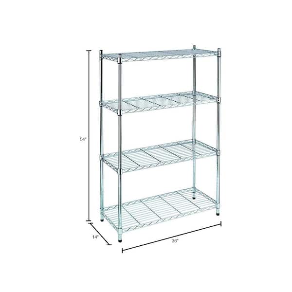 HDX Chrome 4-Tier Metal Wire Shelving Unit (36 in. W x 54 in. H x 14 in. - The Home Depot