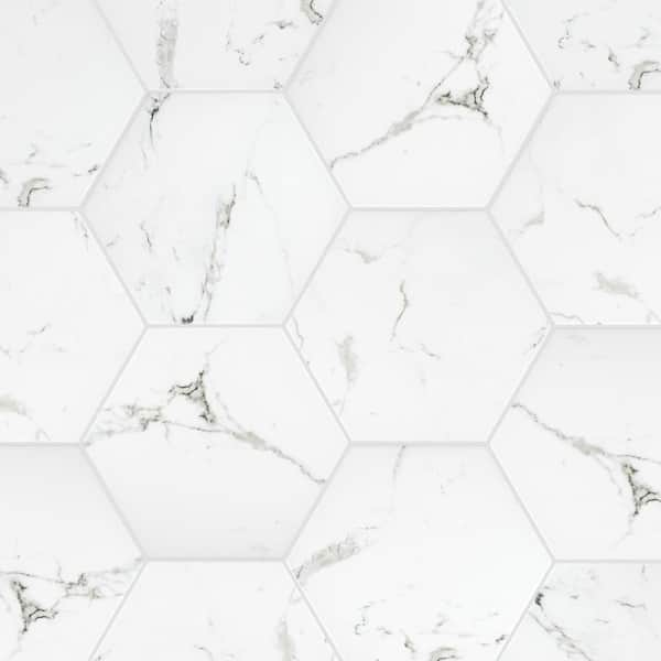 Merola Tile Timeless Calacatta Hex 8-5/8 in. x 9-7/8 in. Porcelain