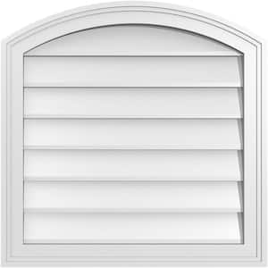 24 in. x 24 in. Arch Top Surface Mount PVC Gable Vent: Functional with Brickmould Frame