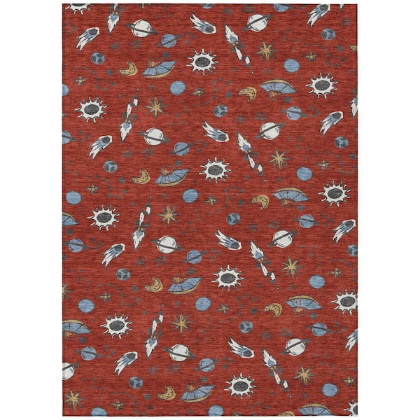 Chantille Machine Washable Indoor/Outdoor Abstract ACN2580 Red 3 ft. x 4 ft. Area Rug