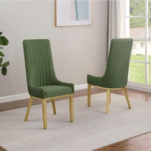 Corina Green Teddy Fabric Side Chair Set of 2 with Gold Stainless Steel Legs