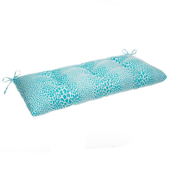 Grouchy Goose Don't Be Catty 44 in. x 18.5 in. x 6 in. Outdoor Tufted Rectangular Loveseat Cushion in Aqua