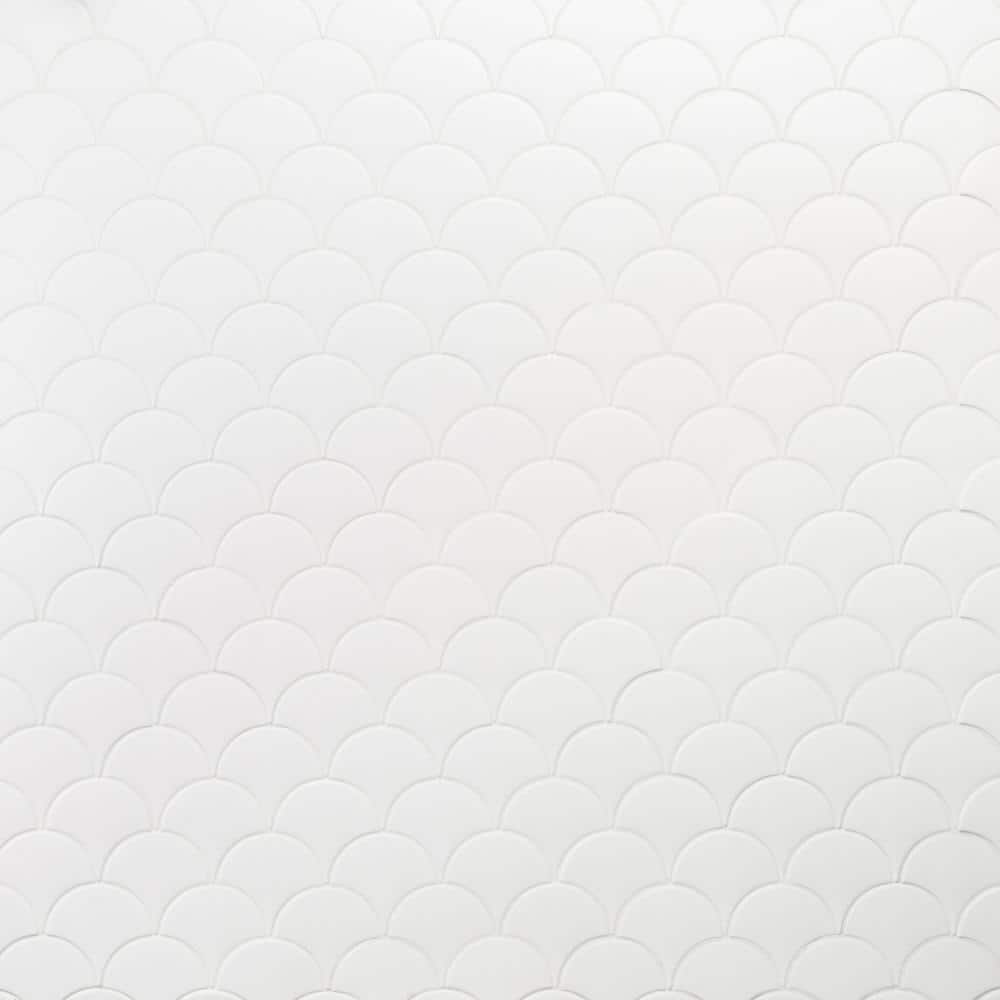 Pure White 2" x 5" Ceramic Fish Scale Wall Tile