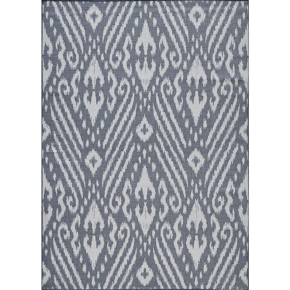 Breyleigh Calitrah Blue 9 ft. 10 in. x 12 ft. 10 in. Ikat Polypropylene Indoor/Outdoor Area Rug price history on PriceWatchPro