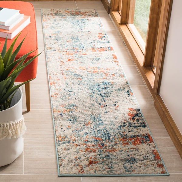 Madison Cream/Orange 2 ft. x 6 ft. Geometric Runner Rug