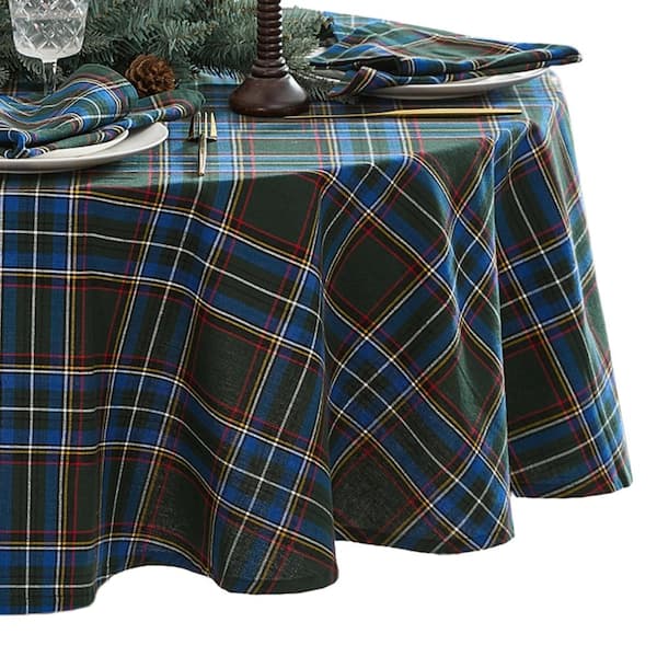 Threadmade Home Stowe Tartan Holiday Plaid Oval Tablecloth, Green - 60"W x 84"L Oval