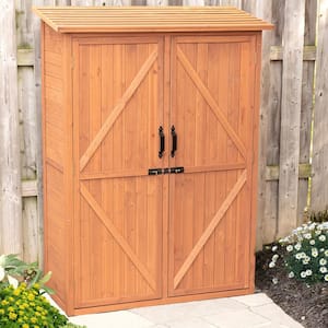 4 ft. W x 1.8 ft. D x 5.3 ft. H Medium Brown Solid Wood Cypress Multi-Compartment Storage Shed Cabinet 7.3 sq. ft.