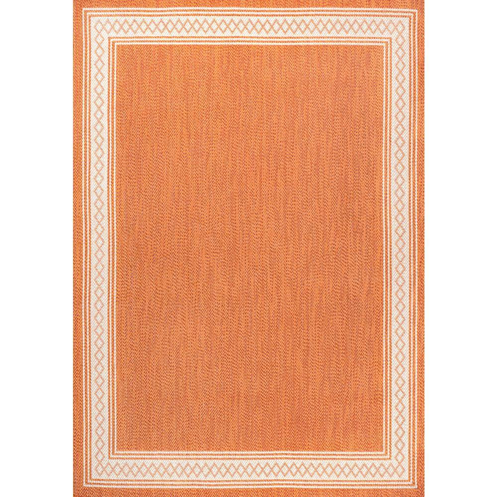 Lucia Cream and Orange Synthetic Indoor/Outdoor Area Rug