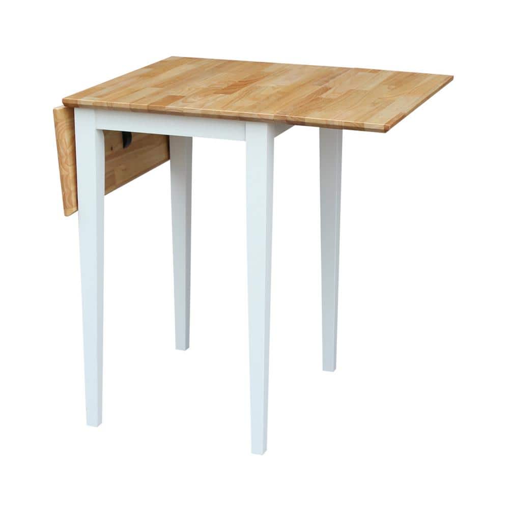 Elmwood White and Natural Solid Wood Extendable Dining Table