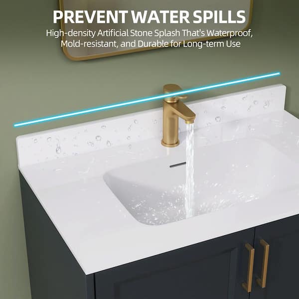 Getpro 36 in. W x 3.5 in. H White Solid Surface Vanity Backsplash