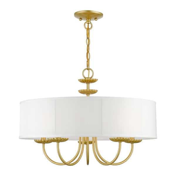 Livex Lighting Brookdale 5Light Soft Gold Pendant Light with Fabric