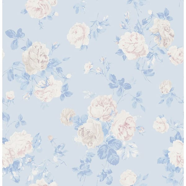 Everblooming Rosettes Whisper Blue Cabbage Rose Bouquets Wallpaper