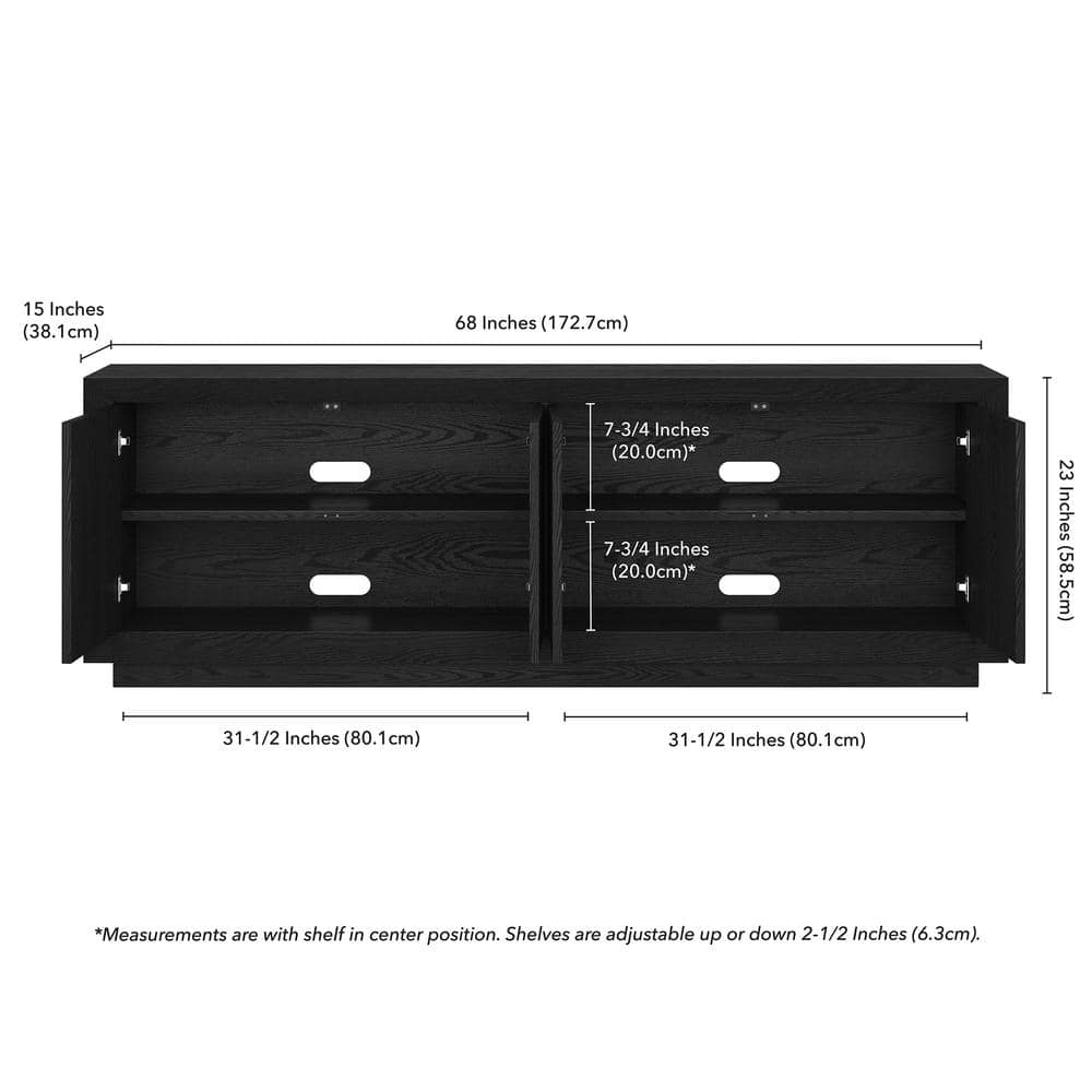 Oswald 68" Black Grain TV Stand with Cabinets