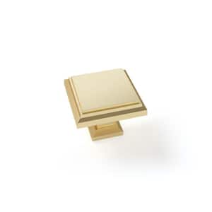 Home Kitchen 1.26 in. Brushed Brass Traditional Square Cabinet Knob