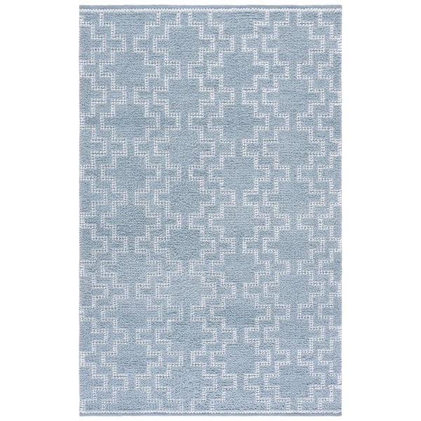 Vermont 9 ft. x 12 ft. Light Blue Modern Geometric Washable Area Rug