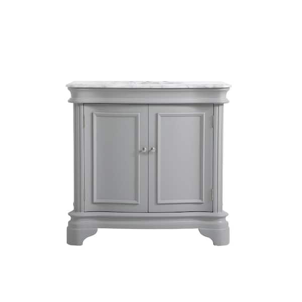 Unbranded Timeless Home 36 in. W x 21.5 in.D x 35 in.H Single Bath Vanity in Grey with Marble Vanity Top in White with White Basin