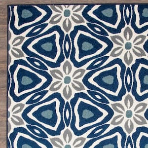 Tecopa Kerin Blue 4 ft. x 6 ft. Geometric Polypropylene Indoor/Outdoor Area Rug