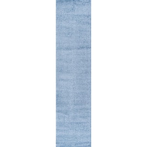 Haze Solid Low-Pile Classic Blue 2 ft. x 12 ft. Runner Rug