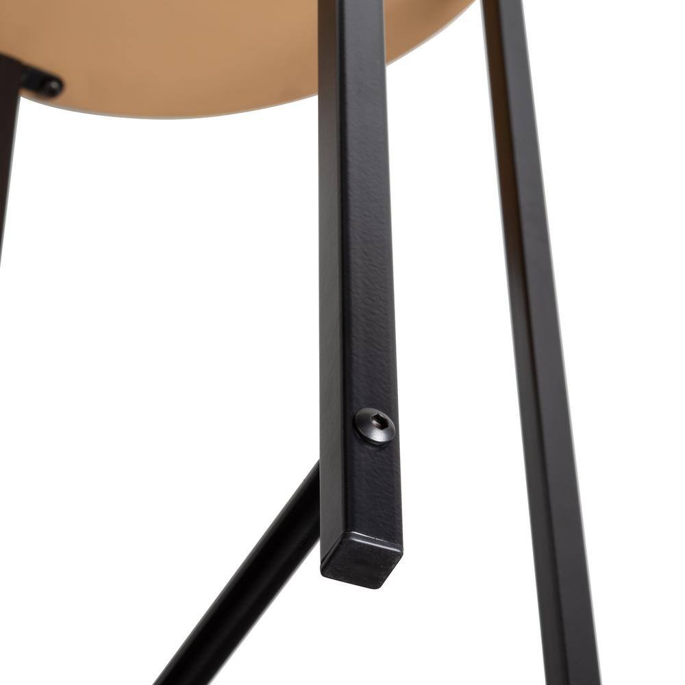 24" Black and Natural MDF Round Side Table with Metal Base