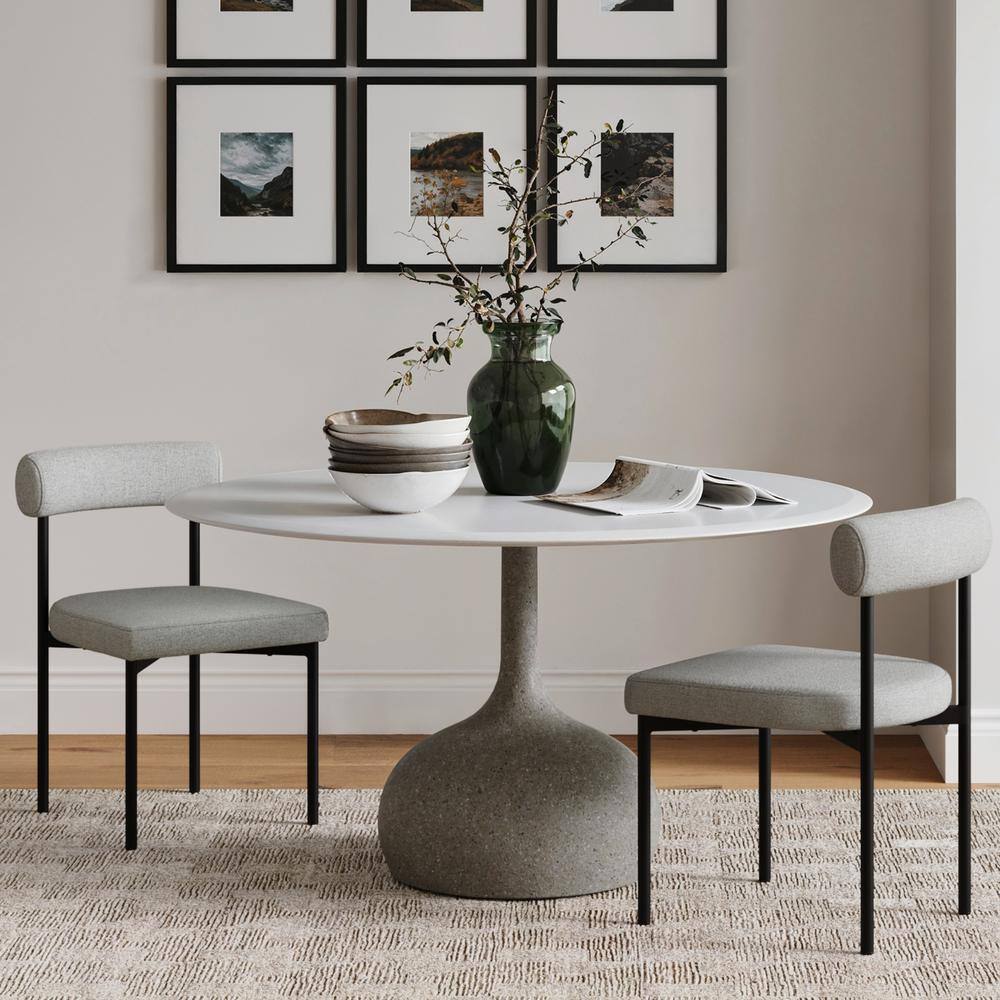 Light Grey Faux Leather Upholstered Side Chair with Metal Legs